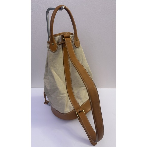 Vintage Polo Ralph Lauren Leather Canvas Bucket Shoulder Bag Travel Backpack - Picture 2 of 12